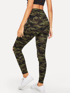 Comfy Camo Ripped Leggings