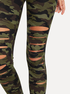 Comfy Camo Ripped Leggings