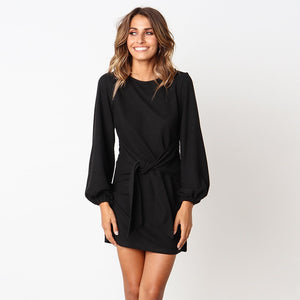 Tie Belt Casual Long Sleeve Dress