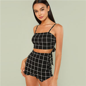 Checker Print 2pc Crop Top & Shorts RRP $59.95