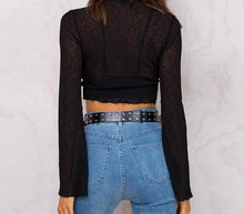 Long Flare Sleeve Crop Top