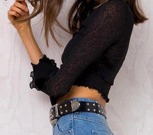 Long Flare Sleeve Crop Top