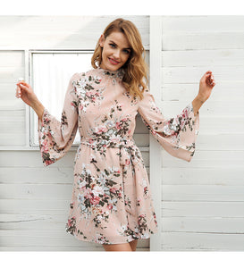 FREESHA- Stunning Floral Backless elastic waist dress