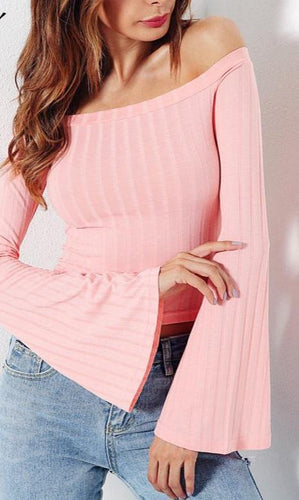 LOTUS Flutter Sleeve Off the Shoulder Crop Top