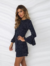 Polka Dot Flared Sleeve Dress