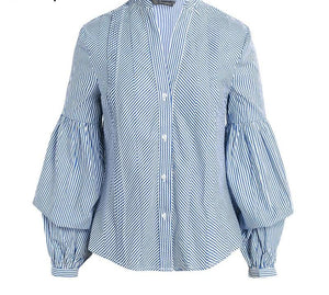 Delilah - Plaid Puff Sleeve Blouse Shirt
