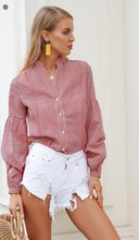 Delilah - Plaid Puff Sleeve Blouse Shirt
