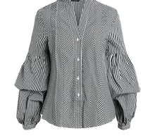 Delilah - Plaid Puff Sleeve Blouse Shirt