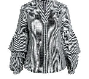 Delilah - Plaid Puff Sleeve Blouse Shirt