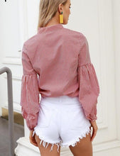 Delilah - Plaid Puff Sleeve Blouse Shirt