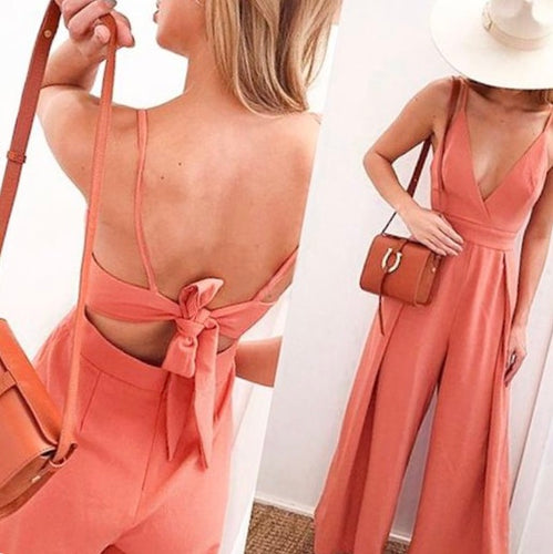 Shoestring strap Long Pant Jumpsuit