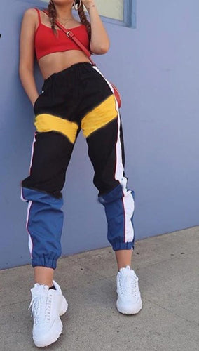 High Waist Patchwork Jogger Pants